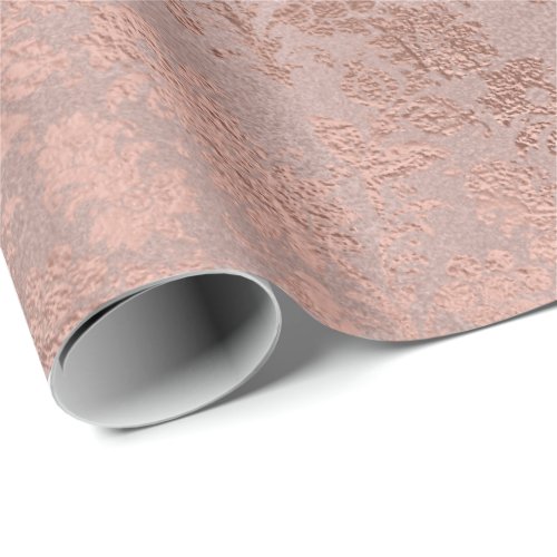 Blush Pink Rose Gold Floral Powder Floral Monochro Wrapping Paper