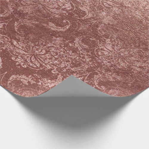 Blush Pink Rose Gold Floral Powder Grungy Copper1 Wrapping Paper