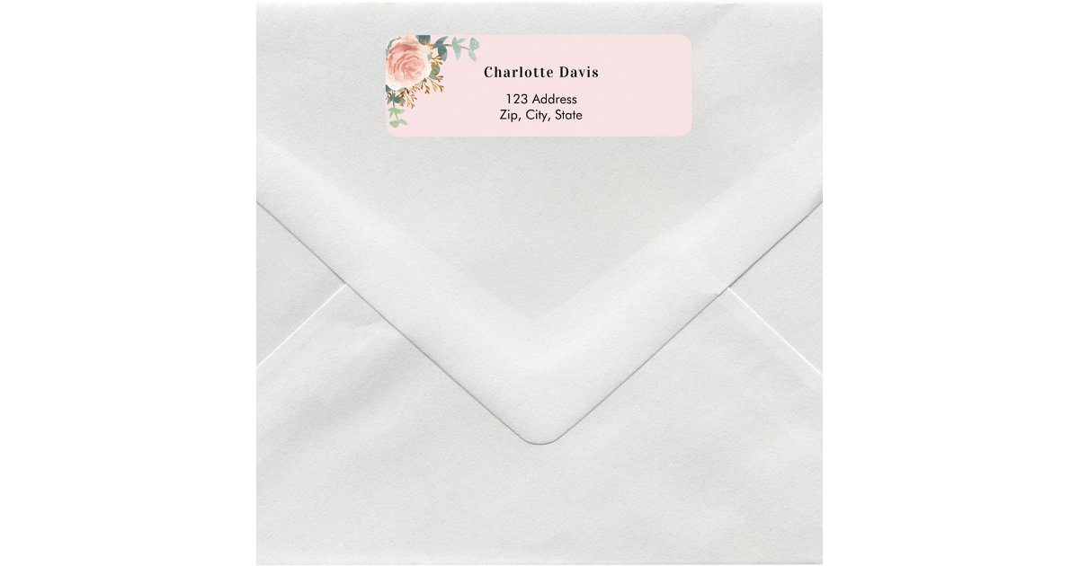 Blush pink rose gold floral return address label | Zazzle