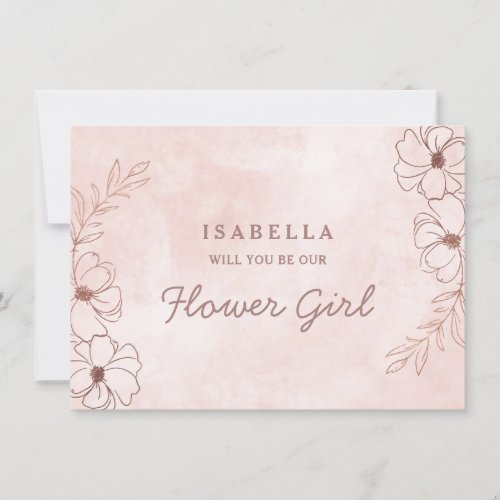 Blush Pink  Rose Gold Flower Girl Proposal Card