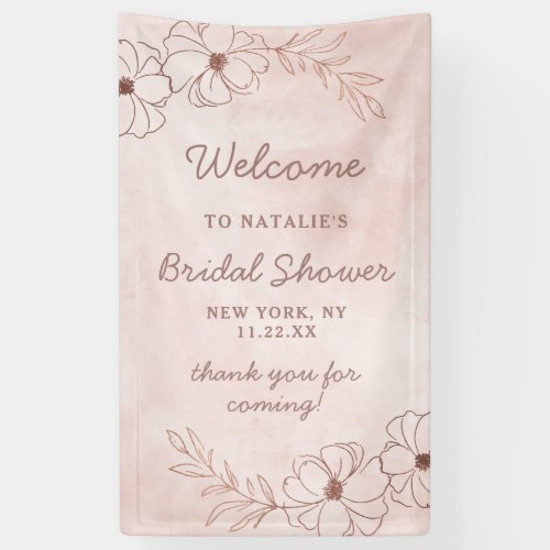 Blush Pink  Rose Gold Foil Bridal Shower Welcome Banner