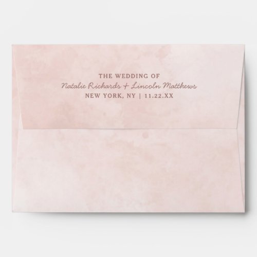 Blush Pink  Rose Gold Foil Chic Monogram Wedding Envelope