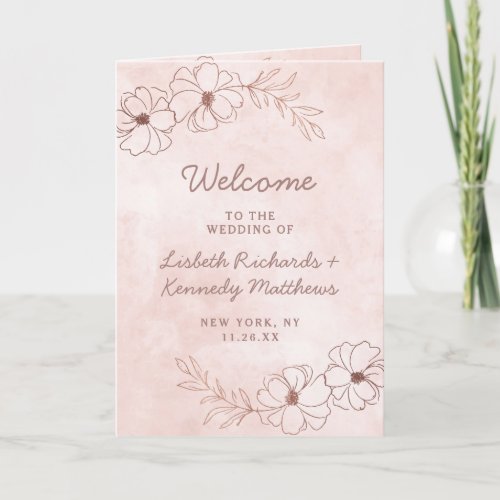 Blush Pink  Rose Gold Foil Chic Wedding Ceremony Program