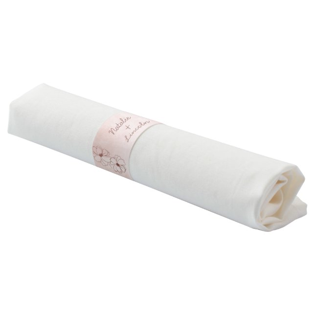 Blush Pink & Rose Gold Foil Chic Wedding Monogram Napkin Bands (Angled)