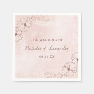 Blush Pink & Rose Gold Foil Chic Wedding Monogram Napkins