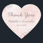 Blush Pink & Rose Gold Foil Chic Wedding Thank You Heart Sticker<br><div class="desc">Blush Pink & Rose Gold Foil Floral Border Wedding Design with hand drawn flowers, Leaves, and watercolor background. A Chic and Modern Look for a spring or summer wedding, with soft color palette : Blush Pink, and rose gold faux foil details. Hand drawn Floral elements, Modern trendy Script Font- Personalized...</div>