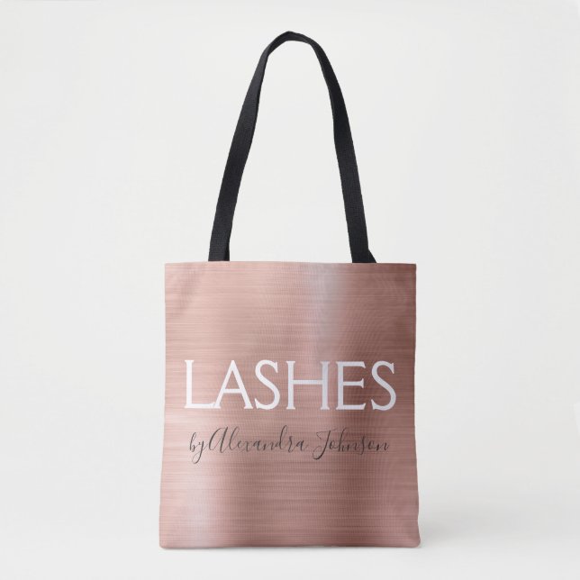 Blush Pink - Rose Gold Foil Eyelashes Supplies Tote Bag (Front)
