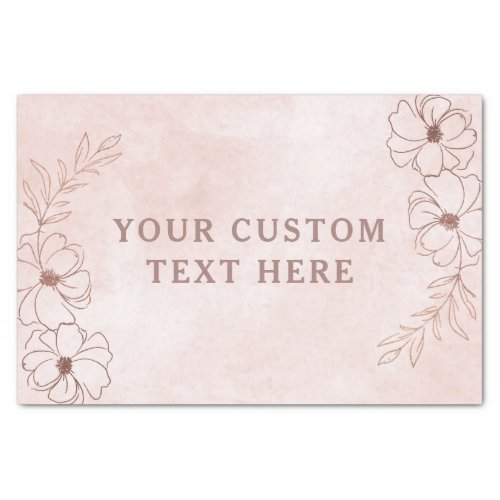 Blush Pink  Rose Gold Foil Floral Border Wedding Tissue Paper