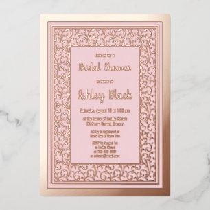 Blush Pink Rose Gold Foil Floral Bridal Shower Invitation