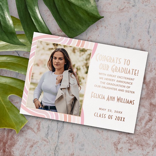 Blush Pink Rose Gold Foil Graduation Announcement (Creator Uploaded)