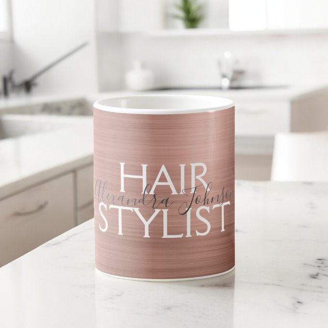 Blush Pink - Rose Gold Foil Hair Stylist Coffee Coffee Mug (Creator Uploaded)
