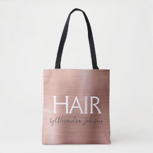 Blush Pink - Rose Gold Foil Hair Stylist - Salon Tote Bag