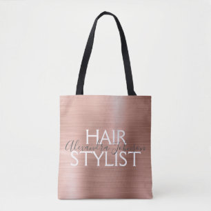 Blush Pink - Rose Gold Foil Hair Stylist Supplies Tote Bag