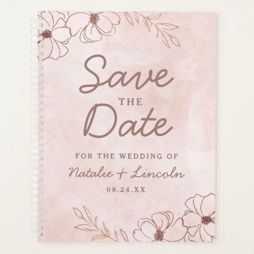Blush Pink  Rose Gold Foil Save the Date Wedding Planner