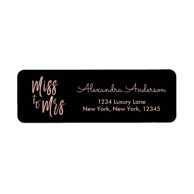 Blush Pink Rose Gold Foil Sparkle Miss to Mrs Label (Front)