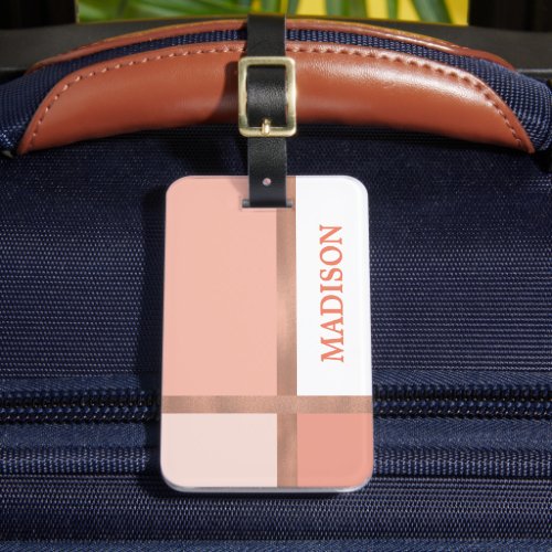 Custom Accessories 24 Blush Pink Rose Gold Foil Stripe Color Block Luggage Tag