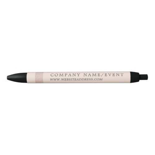 Blush Pink  Rose Gold Foil Stripe CompanyEvent Black Ink Pen