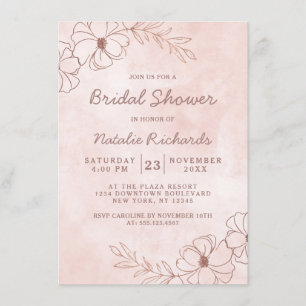 Blush Pink & Rose Gold Foil Wedding Bridal Shower Invitation