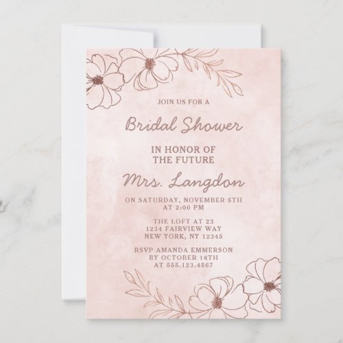 Blush Pink  Rose Gold Foil Wedding Bridal Shower Invitation