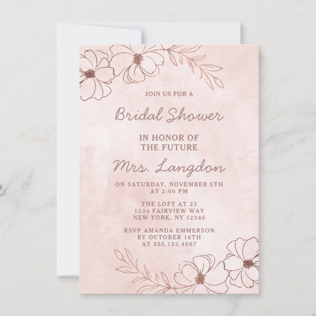 Blush Pink & Rose Gold Foil Wedding Bridal Shower Invitation (Front)