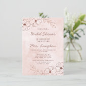 Blush Pink & Rose Gold Foil Wedding Bridal Shower Invitation (Standing Front)