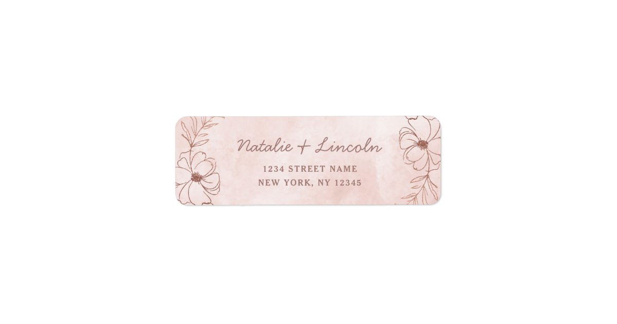 Blush Pink & Rose Gold Foil Wedding Return Address Label | Zazzle