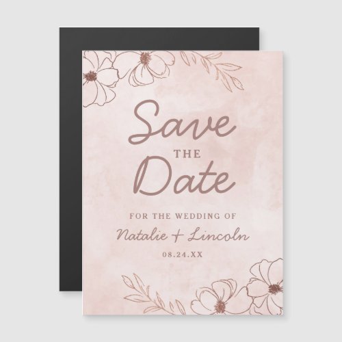 Blush Pink  Rose Gold Foil Wedding Save the Date Magnetic Invitation