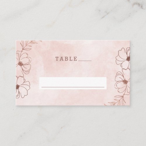 Blush Pink  Rose Gold Foil Wedding Table Number Place Card