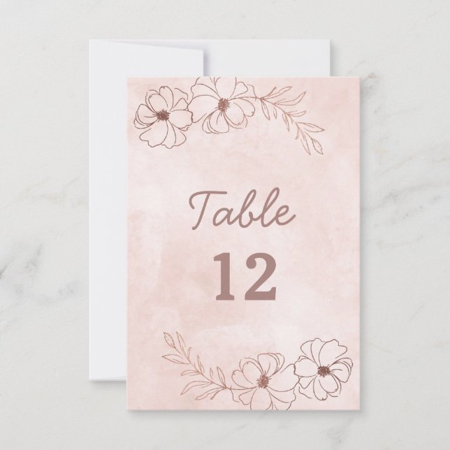 Blush Pink & Rose Gold Foil Wedding Table Numbers (Front)