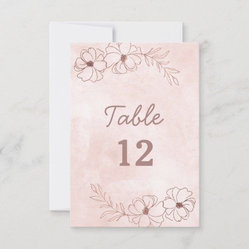 Blush Pink  Rose Gold Foil Wedding Table Numbers