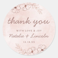 Blush Pink & Rose Gold Foil Wedding Thank You