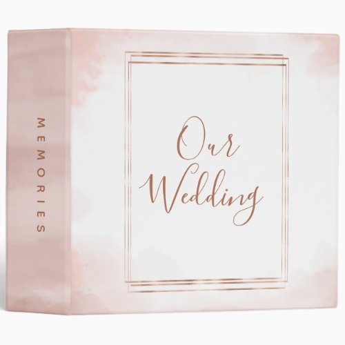 Blush Pink  Rose Gold Frame Wedding Photo Album 3 Ring Binder