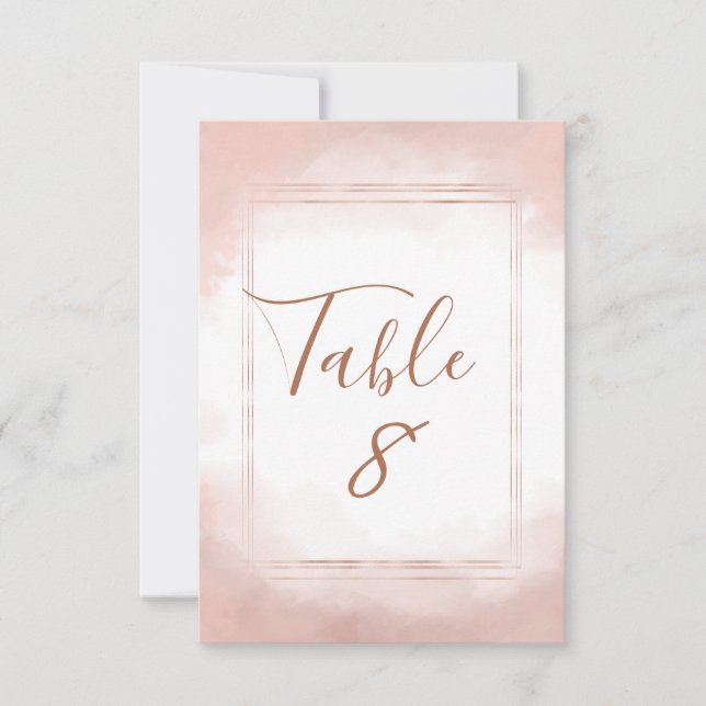 Blush Pink & Rose Gold Frame Wedding Table Numbers (Front)