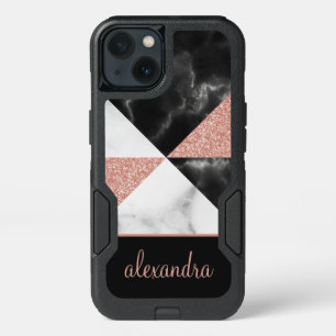 Blush Pink - Rose Gold Geometric Marble Luxury iPhone 13 Case