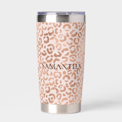 Blush Pink Rose Gold Glam Leopard Insulated Tumbler