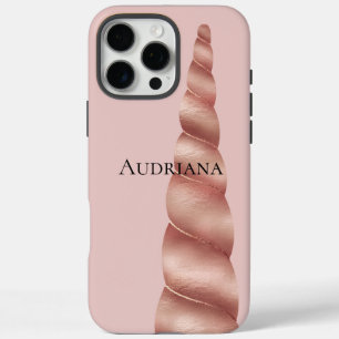 Blush Pink Rose Gold Glam Unicorn iPhone 16 Pro Max Case