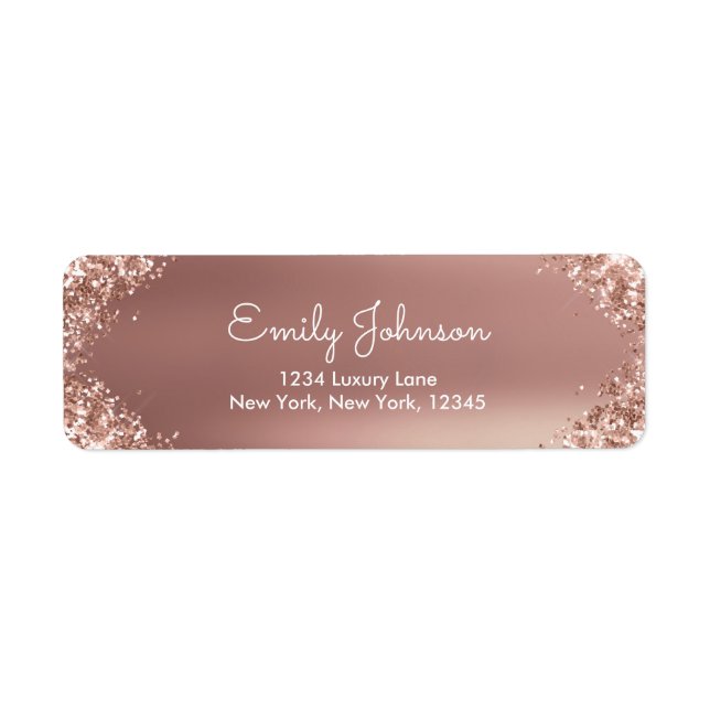 Blush Pink Rose Gold Glitter and Sparkle Label (Front)