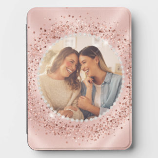 Blush Pink Rose Gold Glitter Best Friends Photo Kindle Cover
