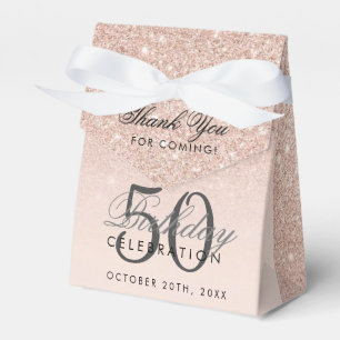 Blush Pink Rose Gold Glitter Birth Day Thank You F Favor Boxes