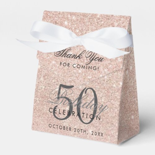 Blush Pink Rose Gold Glitter Birth Day Thank You F Favor Boxes