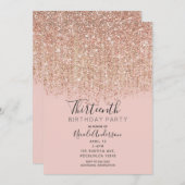 Blush Pink & Rose Gold Glitter Birthday Party Invitation (Front/Back)