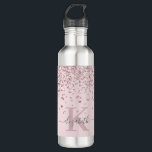 Blush Pink Rose Gold Glitter Diamond Monogram Stainless Steel Water Bottle<br><div class="desc">Elegant, Sparkle Luxury, Glam, Girly faux rose gold glitter diamond confetti custom personalized monogrammed water bottle on powder blush pink. Features a faux blush pink rose gold glitter and white diamonds confetti. Beautiful name template in hand lettering calligraphy font script with swashes. Add your name and monogram initial. Please note:...</div>