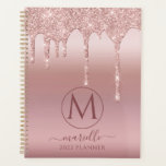 Blush Pink Rose Gold Glitter Drips Monogram 2022 P Planner<br><div class="desc">Ever popular modern glam blush pink rose gold glitter drips metallic,  glam luxury Monogram Script Name 2022 Planner. Make it part of your home office style product collection.</div>