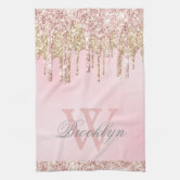 Luxury Kitchen Towels - Pink Rose & Chains Towel