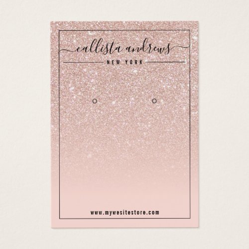 Blush Pink Rose Gold Glitter Earring Display Card
