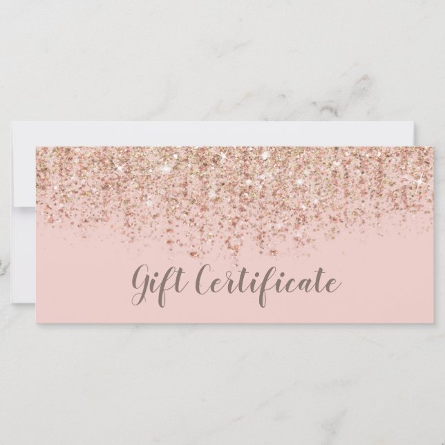 Blush Pink & Rose Gold Glitter Gift Certificate (Front)