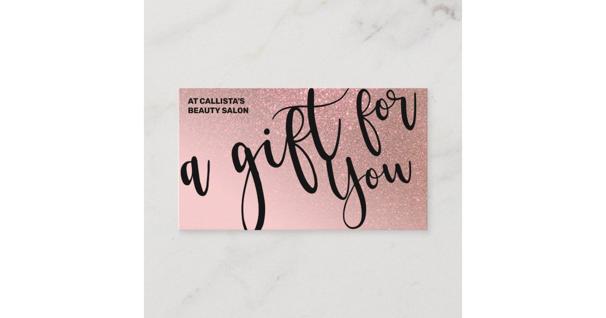 Blush Pink Rose Gold Glitter Gift Certificate Zazzle