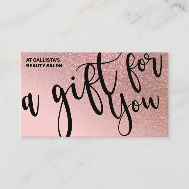 Blush Pink Rose Gold Glitter Gift Certificate (Front)