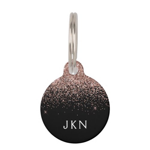 Blush Pink Rose Gold Glitter Girly Name Initials Pet ID Tag