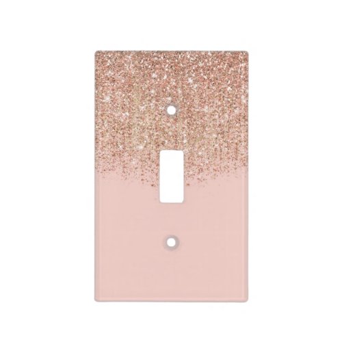 Blush Pink  Rose Gold Glitter Glam Girly Chic Light Switch Cover